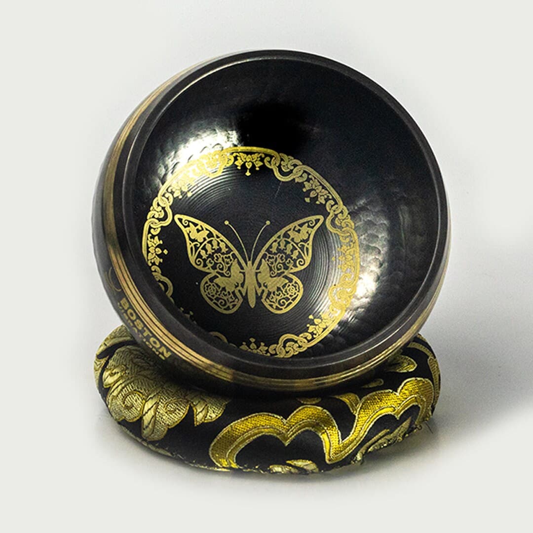 Hand-Hammered 4" Tibetan Singing Bowl: Butterfly Design, Sound Healing alternate