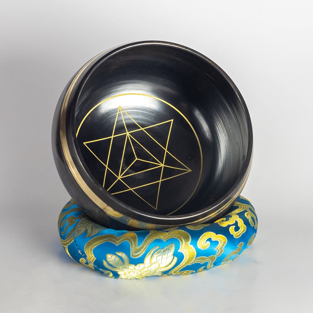 6” Hand-Itched Tibetan Singing Bowl - Merkaba Design - Sound Healing, Meditation, Relief, Chakra Balance, Mental Focus, Sacred Geometry alternate