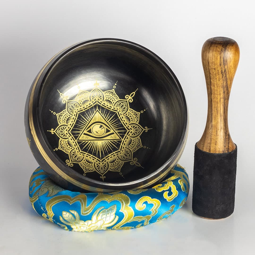 Hand-Itched Tibetan Singing Bowl: Evil Eye Protection, Sound Healing