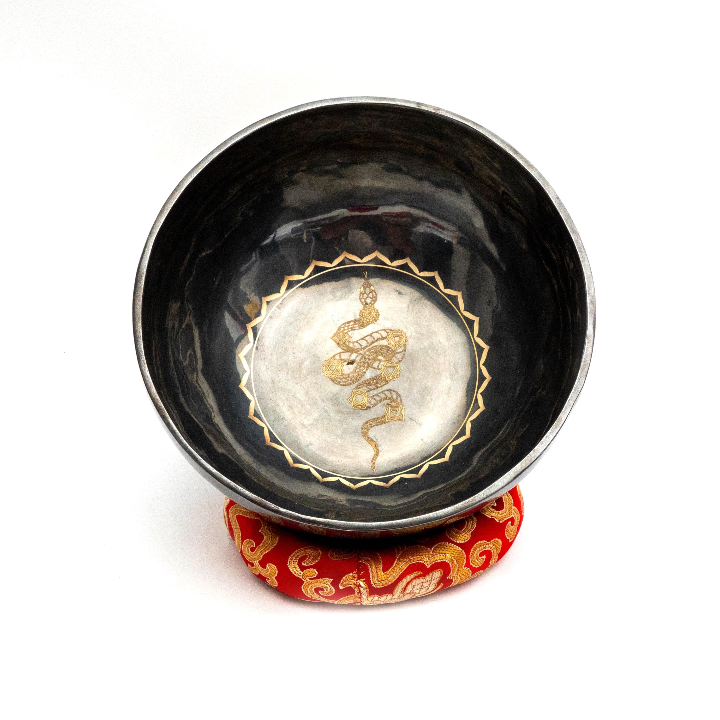Black Snake Singing Bowl Set, Oxidized Metal, Chakra Meditation alternate