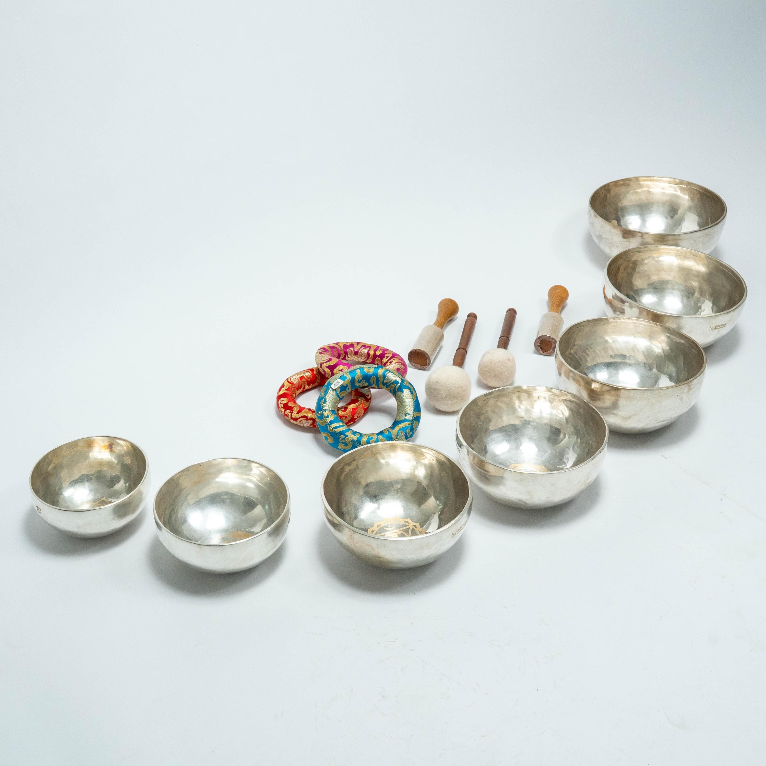 Handmade Silver Plated 7 Chakra Singing Bowl Set • Meditation, Healing view 1